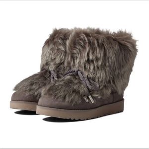 UGG CLASSIC POSH MINI FUR SUEDE CLASSIC BOOTS